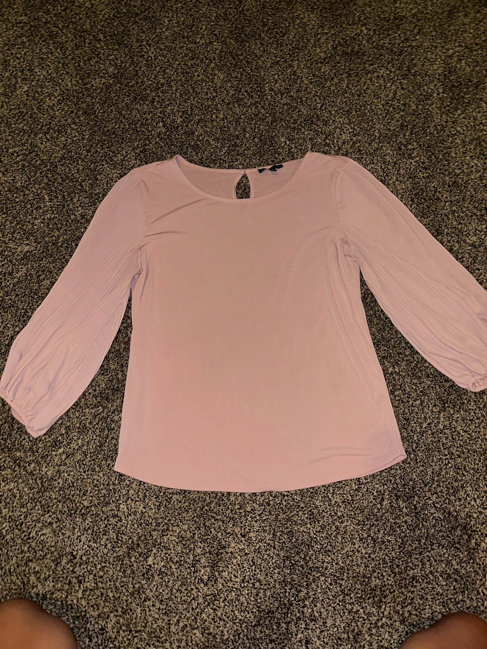 Adrianna Papell Light Pink Pleated-Sleeve Blouse